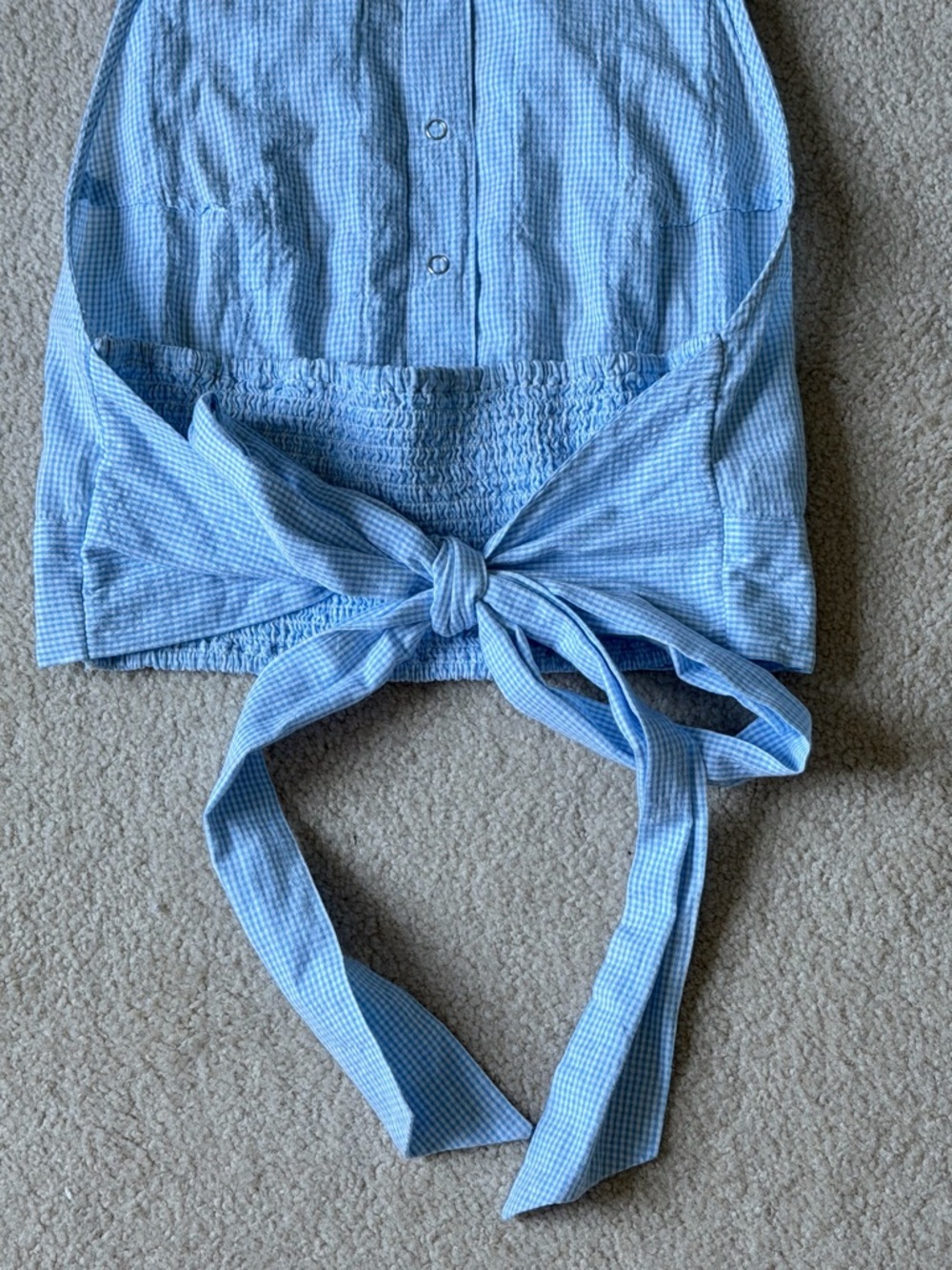 Love The Label Light Blue gingham Ruffle Halter Backless Top 39906 - Picture 8 of 16